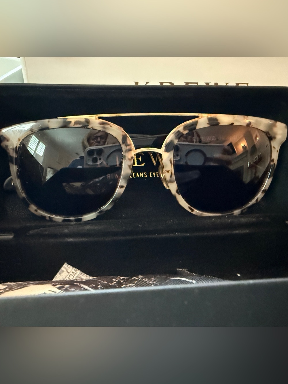 KREWE du Optic CL-10 Tortoiseshell Sunglasses - Black Lenses